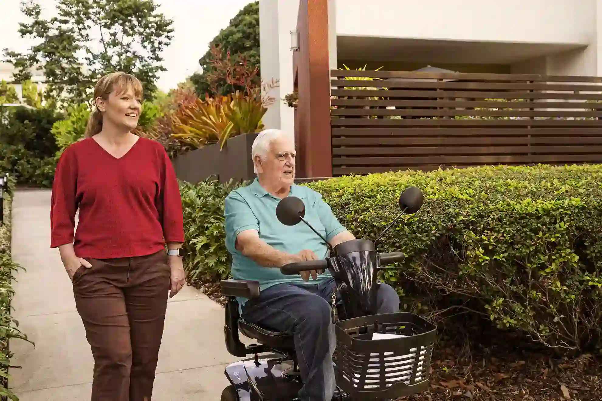caregiver and client outside