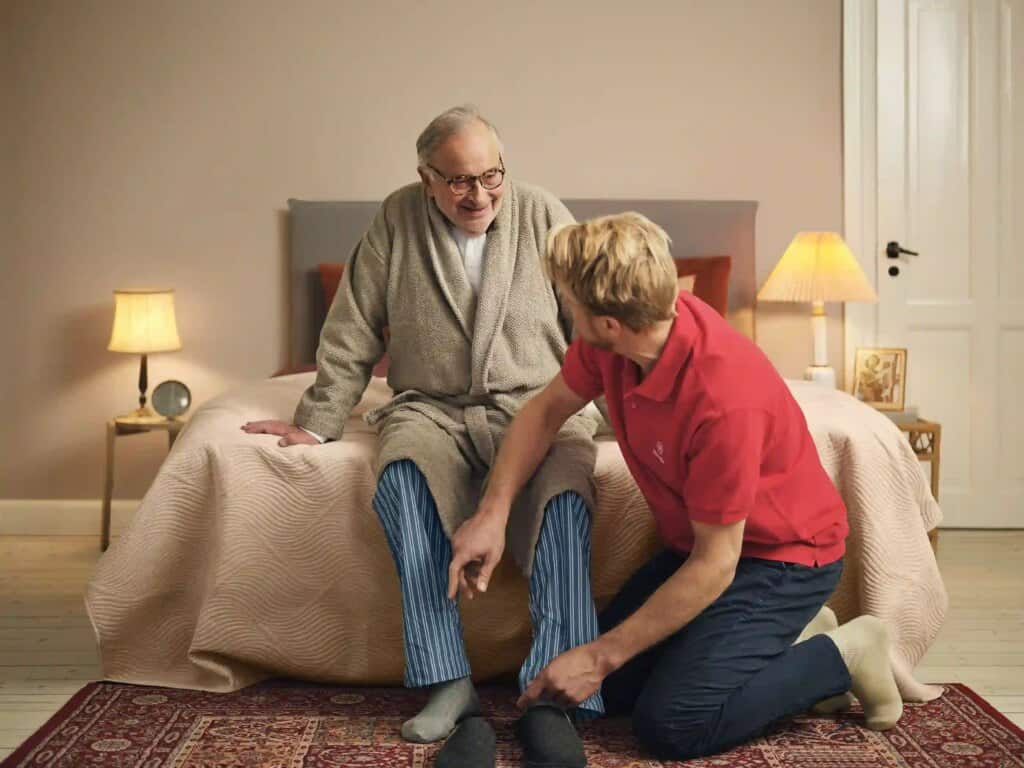 caregiver helping a client