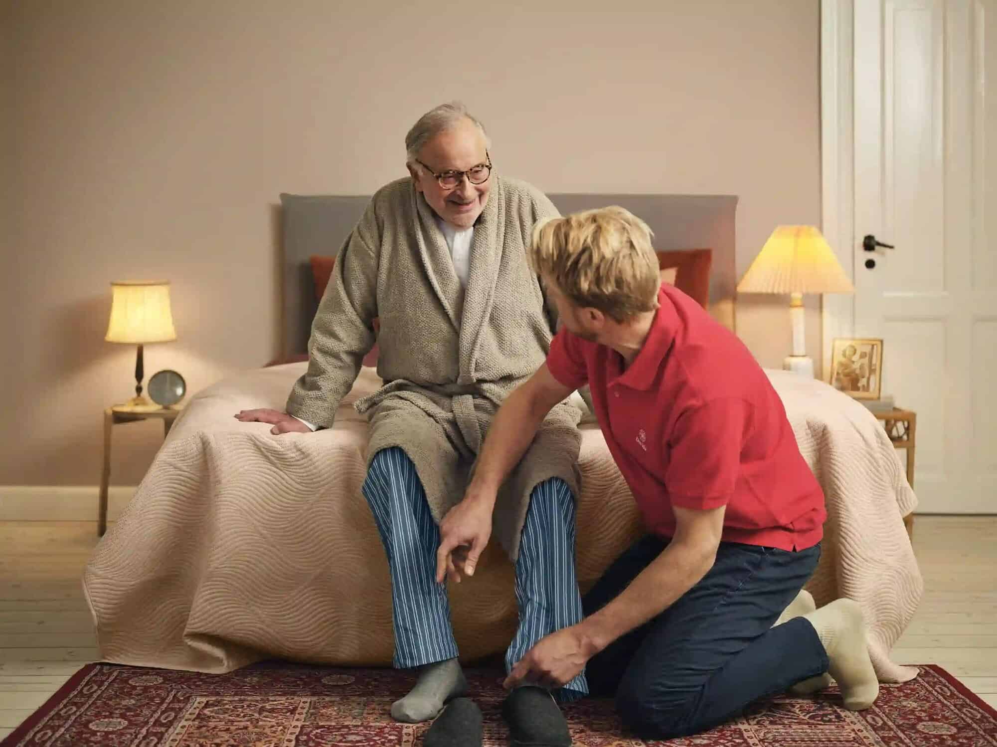 caregiver helping client